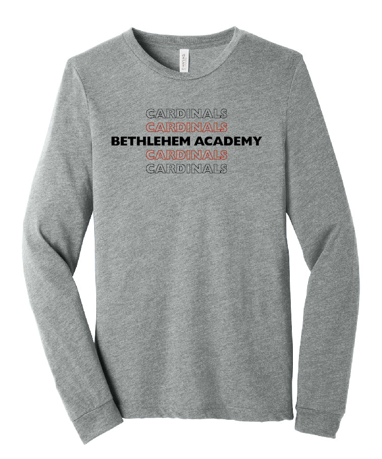 BA Cardinals Gray Long Sleeve Tee -stacked logo
