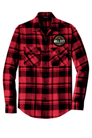 Port Authority Plaid Flannel Shirt (Engine Red and Black)