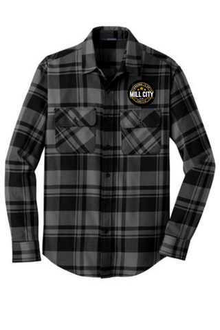 Port Authority Plaid Flannel Shirt (Grey and Black)
