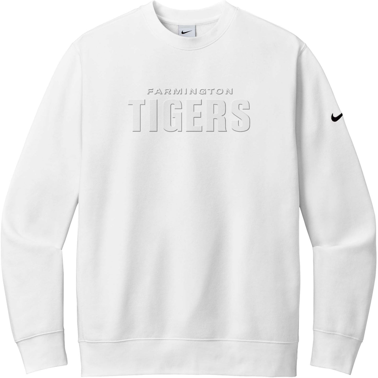 White EMBOSSED Farmington Tigers CREW