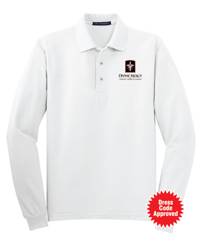 DMCS White Long Sleeve Polo Shirt (adult; ladies; youth)