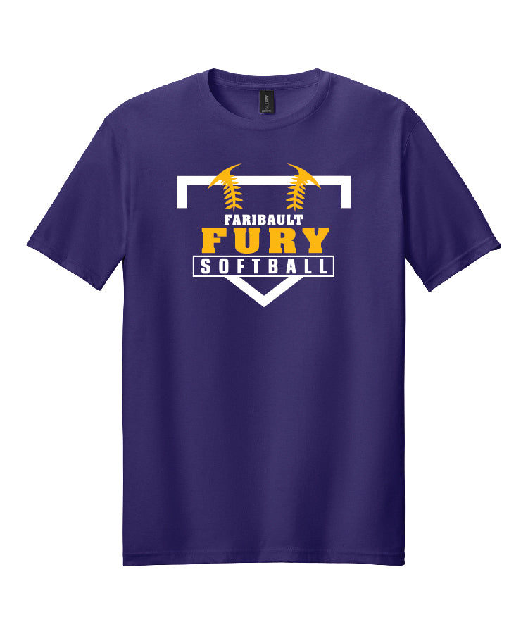 Fury Home Plate Logo Purple T-Shirt (adult and youth)