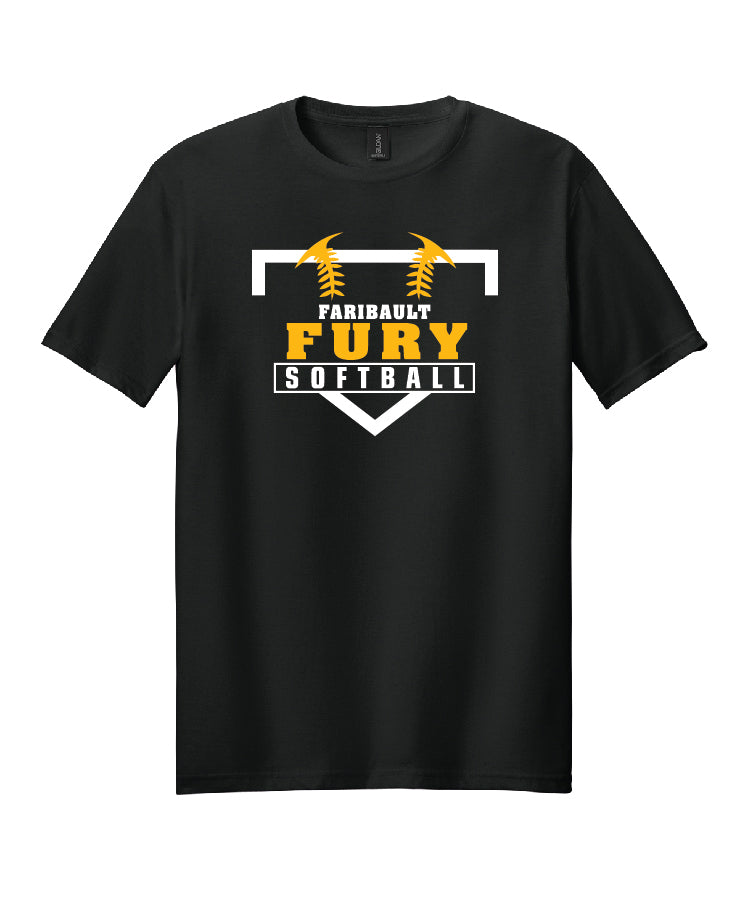 Fury Home Plate Logo Black T-Shirt (adult and youth)