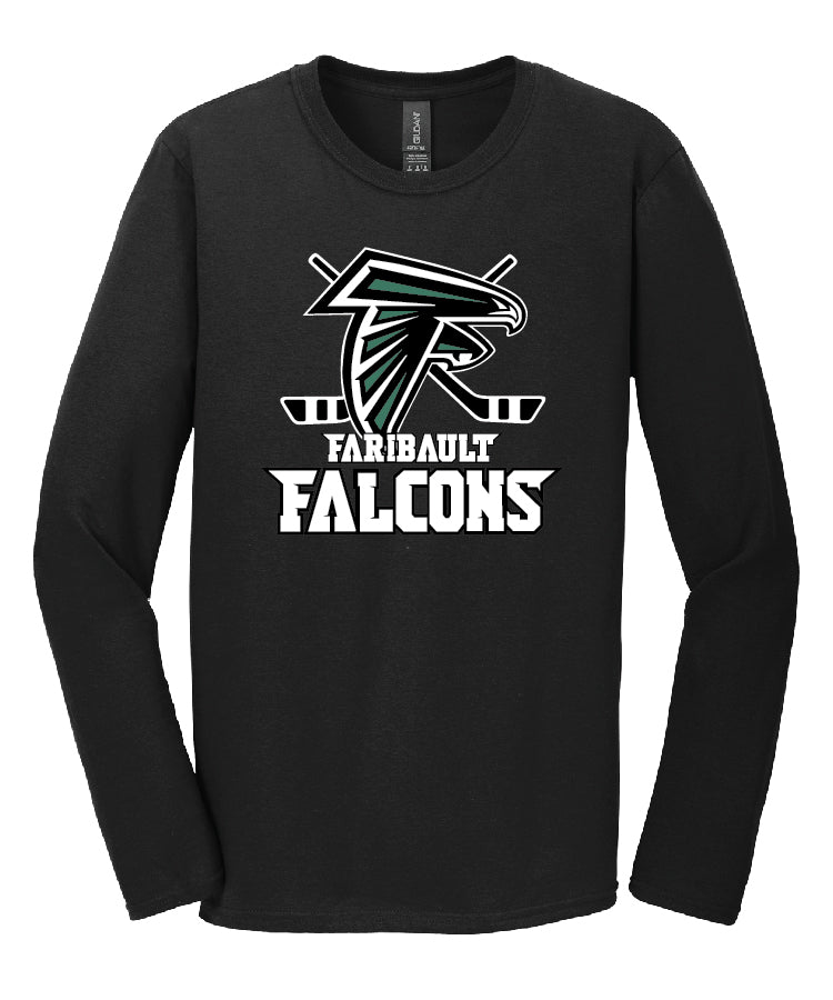 Faribault Hockey Black Tee Long Sleeve