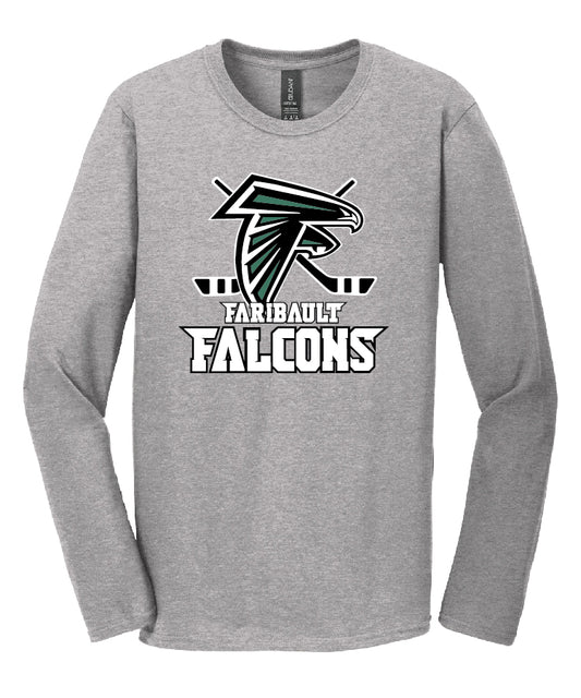 Faribault Hockey Grey Tee Long Sleeve