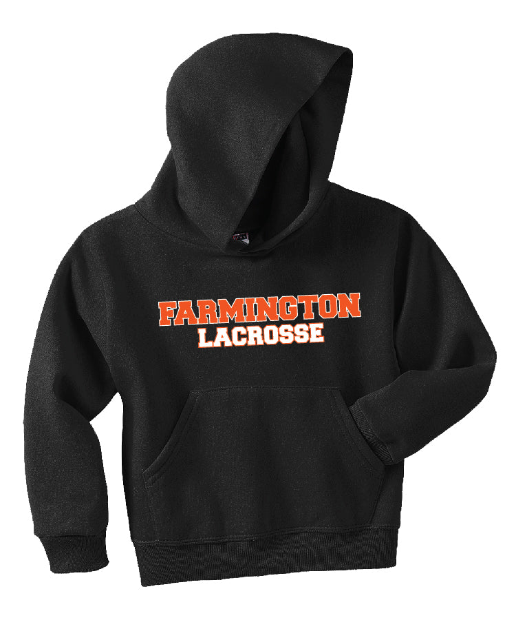 Farmington Lacrosse Jerzees Hoodie - TWILL logo (adult and youth)
