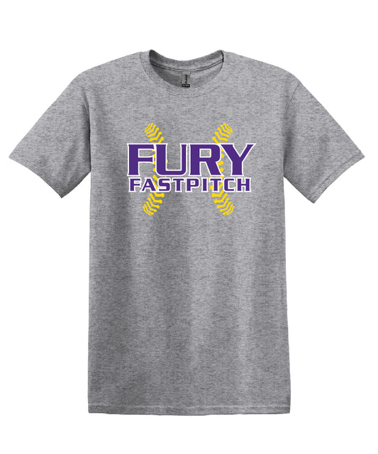 Fury Stitch Logo Grey  T-Shirt (adult and  youth)